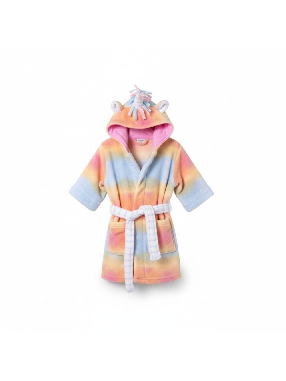 Cat & Jack Rainbow Unicorn Hooded Plush Bathrobe Toddler Girls 2T 3T Belted